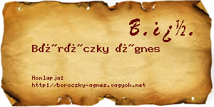 Böröczky Ágnes névjegykártya