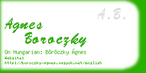 agnes boroczky business card